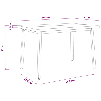 Tavolo da pranzo quadrato 120 x 90 x 75 cm | homemem39