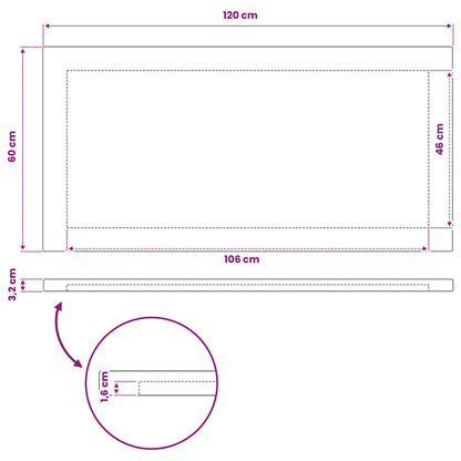 Piano del Tavolo Rettangolare 120 x 60 x 3,2 cm Rettangolare | homemem39