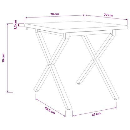 70 x 70 x 75 cm Legno di Acacia Massello Bianco Quadrato | homemem39
