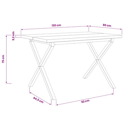 Tavolo da pranzo quadrato 120 x 80 x 75 cm | homemem39