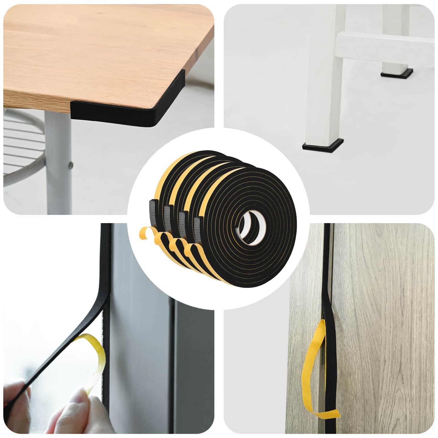 Nastro adesivo in schiuma 4 pcs Nero 15mm x 5m Schiuma CR