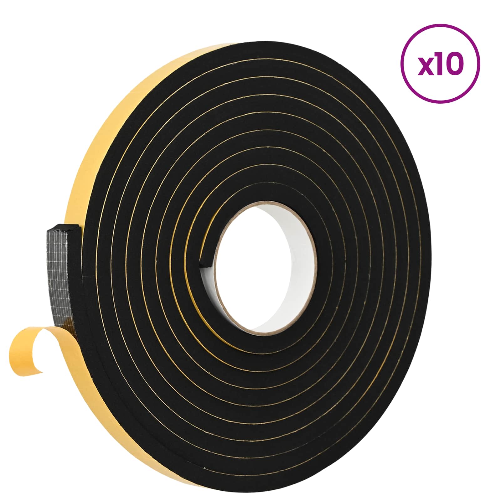 Nastro adesivo in schiuma 10 pcs Nero 15mm x 5m Schiuma CR | homemem39