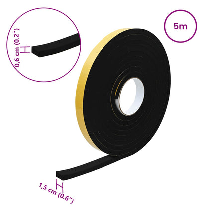 Nastro adesivo in schiuma 20 pcs Nero 15mm x 5m Schiuma CR | homemem39