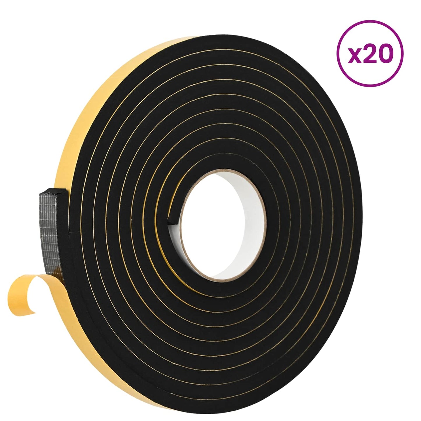 Nastro adesivo in schiuma 20 pcs Nero 15mm x 5m Schiuma CR | homemem39