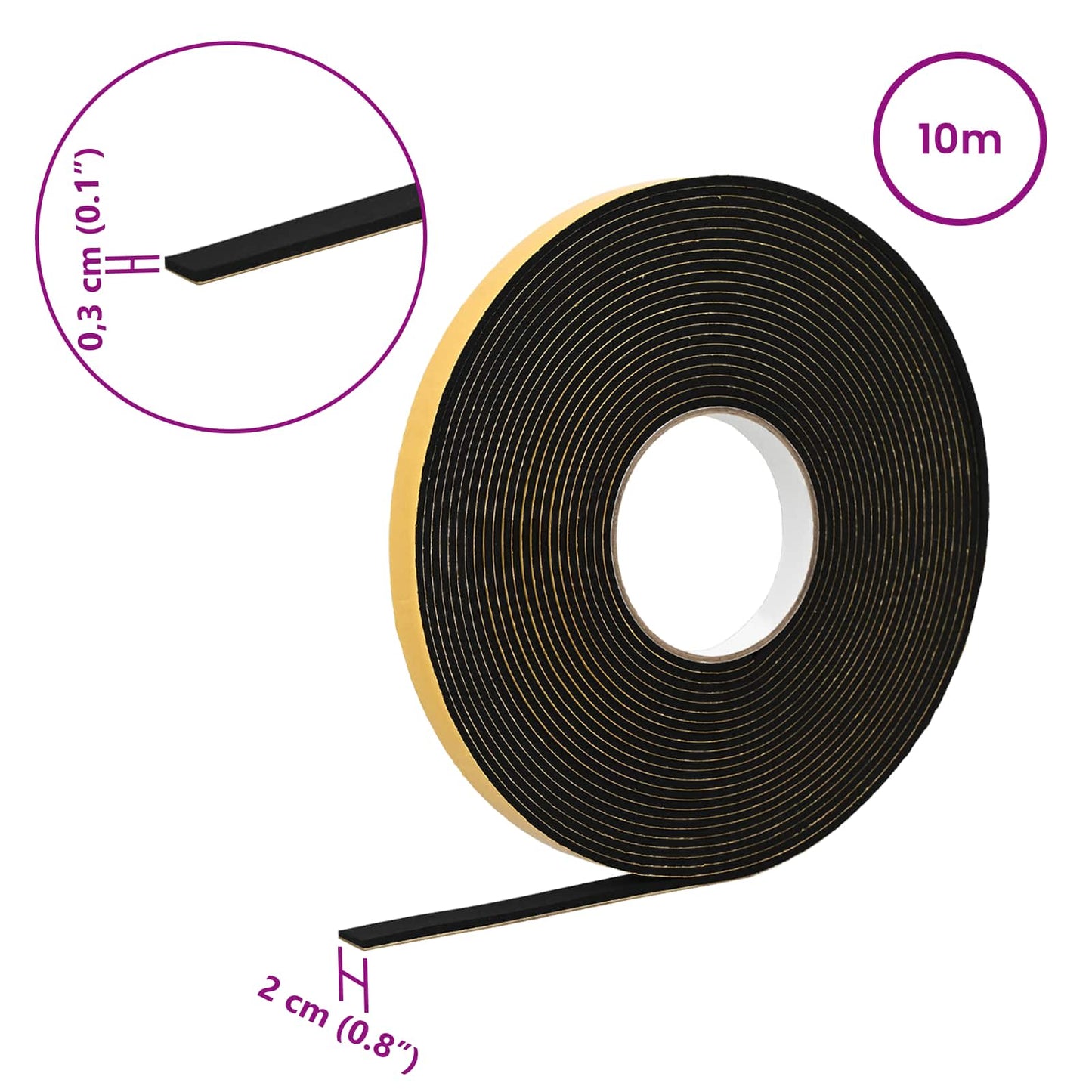 Nastro adesivo in schiuma Nero 20mm x 10m Schiuma CR | homemem39