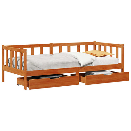 Daybed con testiera 3 pcs Marrone cerato Legno di Pino Massello | homemem39