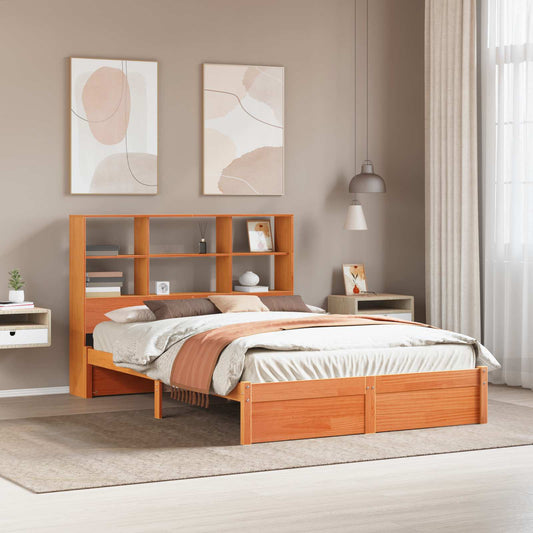Struttura del letto con testiera contenitore Marrone Cera | homemem39