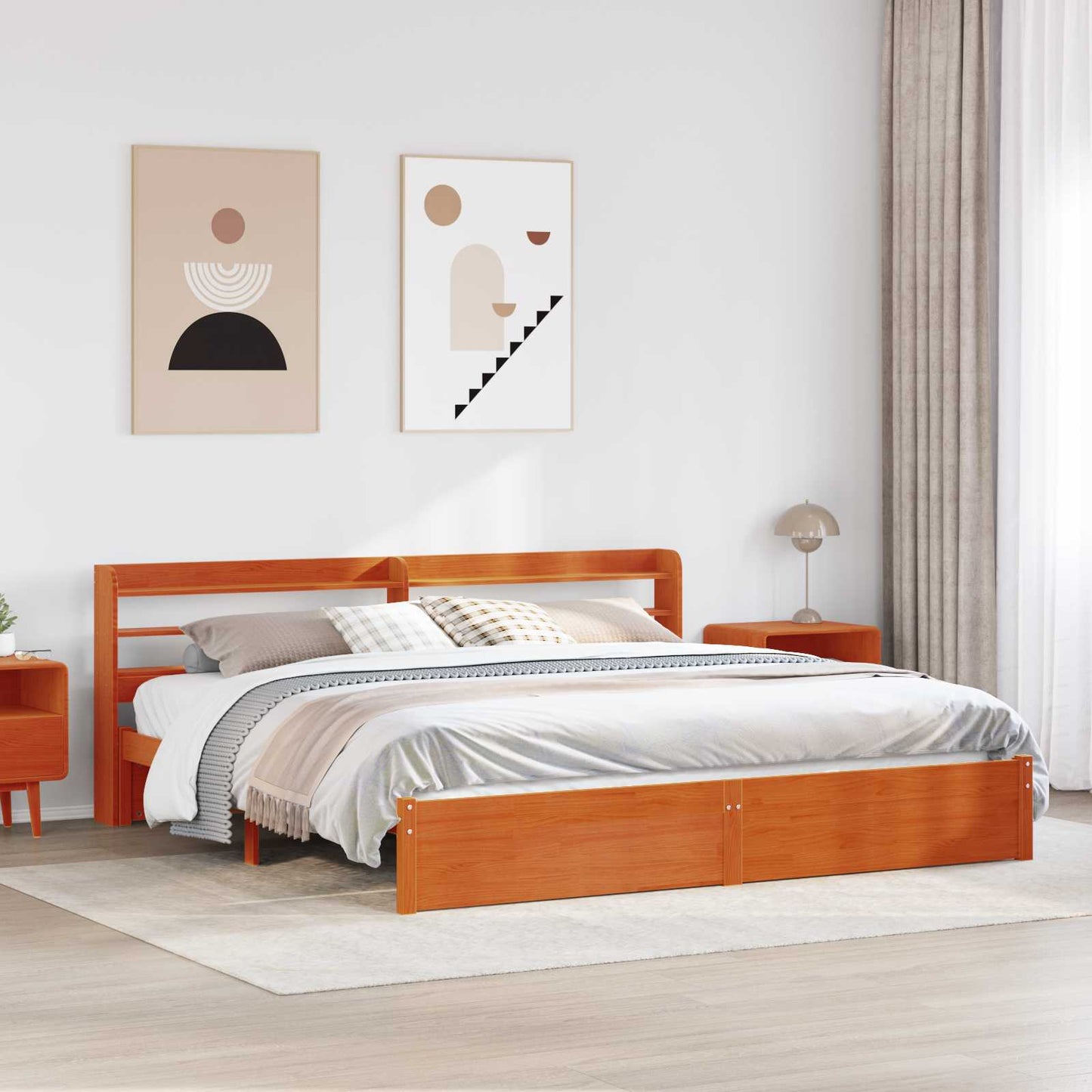 Struttura del letto 2 pcs Marrone cerato Legno di Pino Massello | homemem39