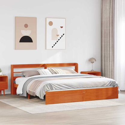 Struttura del letto 2 pcs Marrone cerato Legno di Pino Massello | homemem39