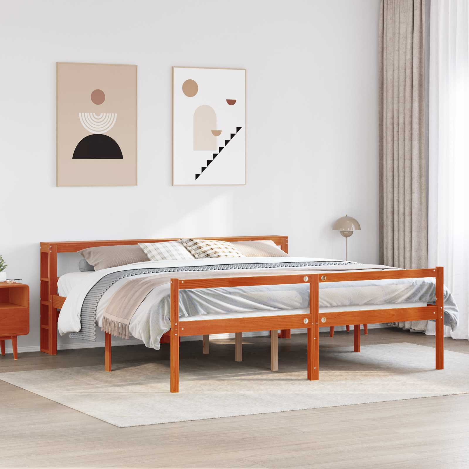 Struttura del letto 2 pcs Marrone cerato Legno di Pino Massello | homemem39
