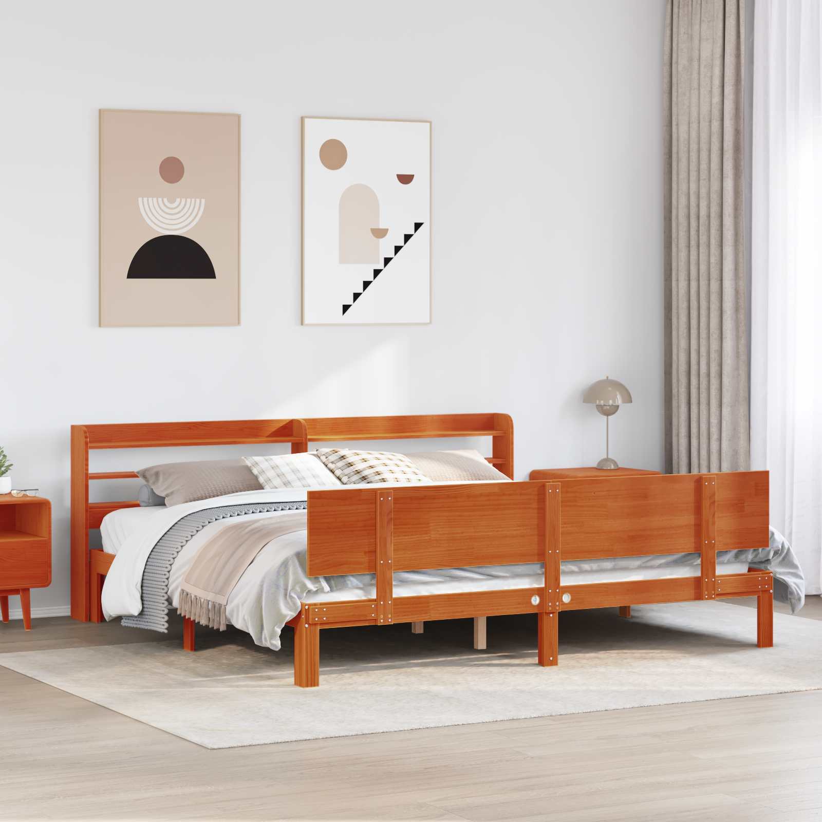 Struttura del letto 2 pcs Marrone cerato Legno di Pino Massello | homemem39