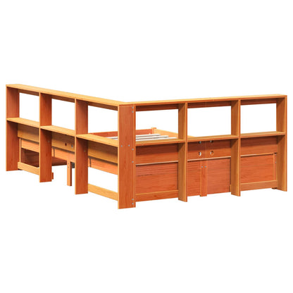 Letto Libreria con testiera 2 pcs Marrone cerato 200 x 150 cm | homemem39