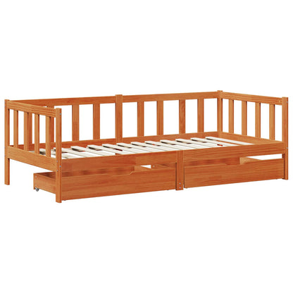 Daybed con testiera 3 pcs Marrone cerato Legno di Pino Massello | homemem39