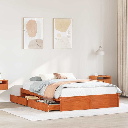 Struttura del letto 3 pcs Marrone cerato Legno di Pino Massello | homemem39