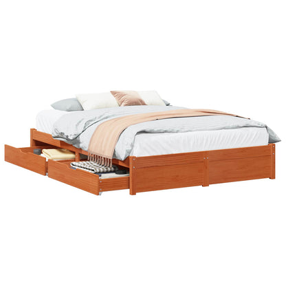 Struttura del letto 3 pcs Marrone cerato Legno di Pino Massello | homemem39