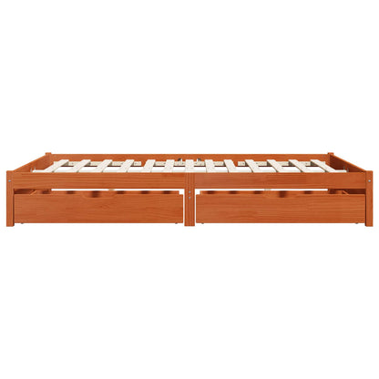 Struttura del letto 3 pcs Marrone cerato Legno di Pino Massello | homemem39