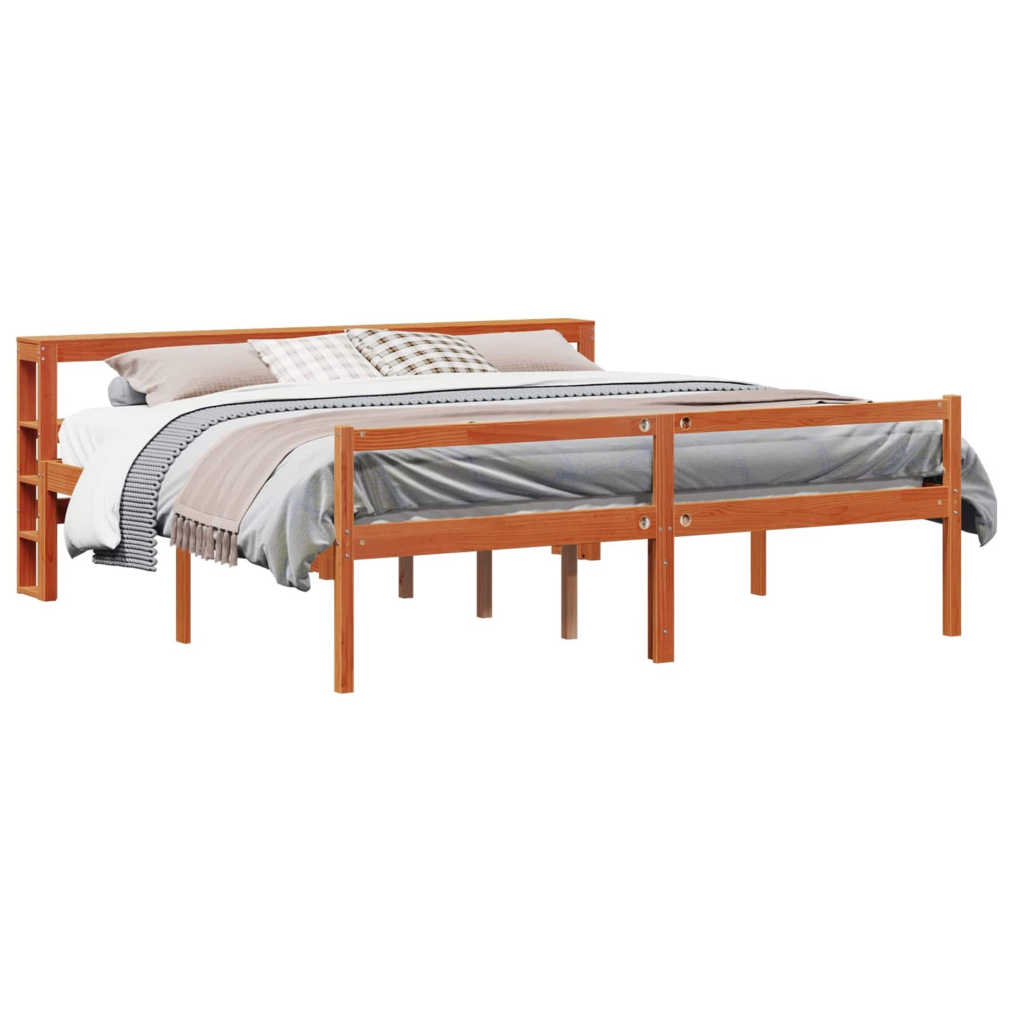 Struttura del letto 2 pcs Marrone cerato Legno di Pino Massello | homemem39