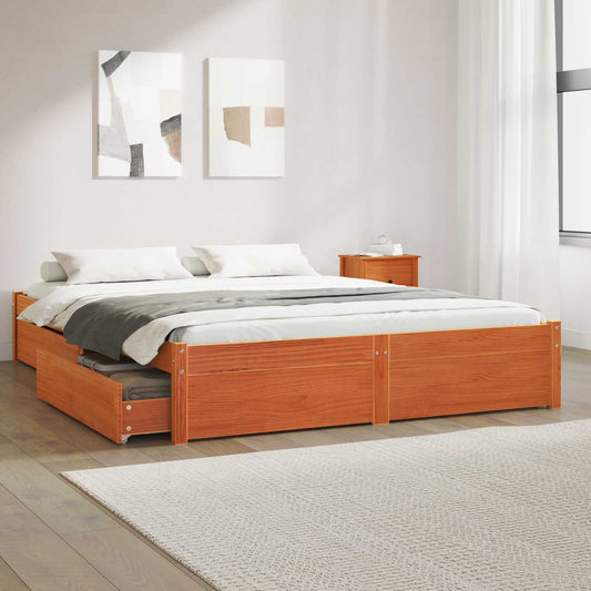 Struttura del letto con cassetto Marrone cerato 160 x 200 cm | homemem39