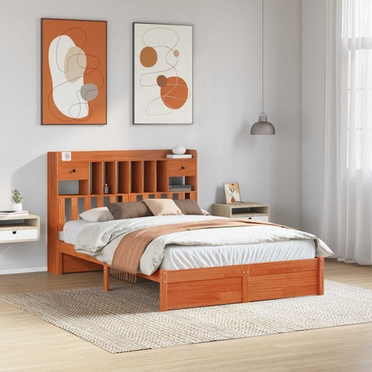 Libreria Struttura Letto con testiera Marrone Cera 200 x 160 cm | homemem39