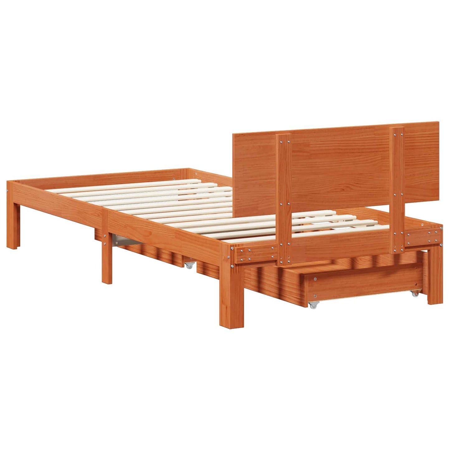 Struttura del letto 3 pcs Marrone cerato Legno di Pino Massello | homemem39