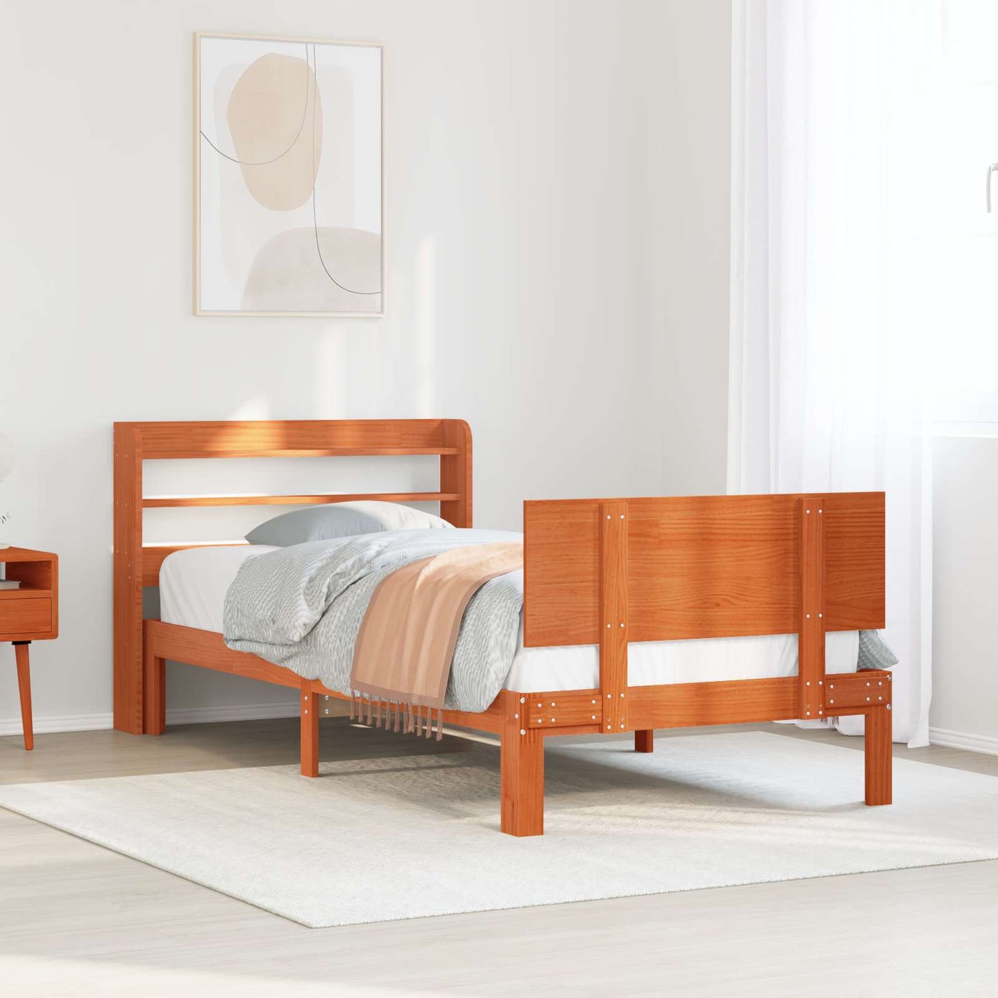 Struttura del letto 2 pcs Marrone cerato Legno di Pino Massello | homemem39