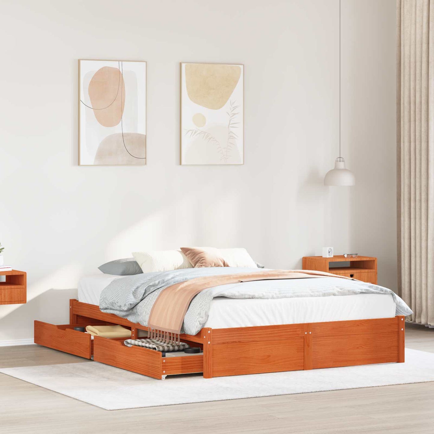 Struttura del letto 3 pcs Marrone cerato Legno di Pino Massello | homemem39