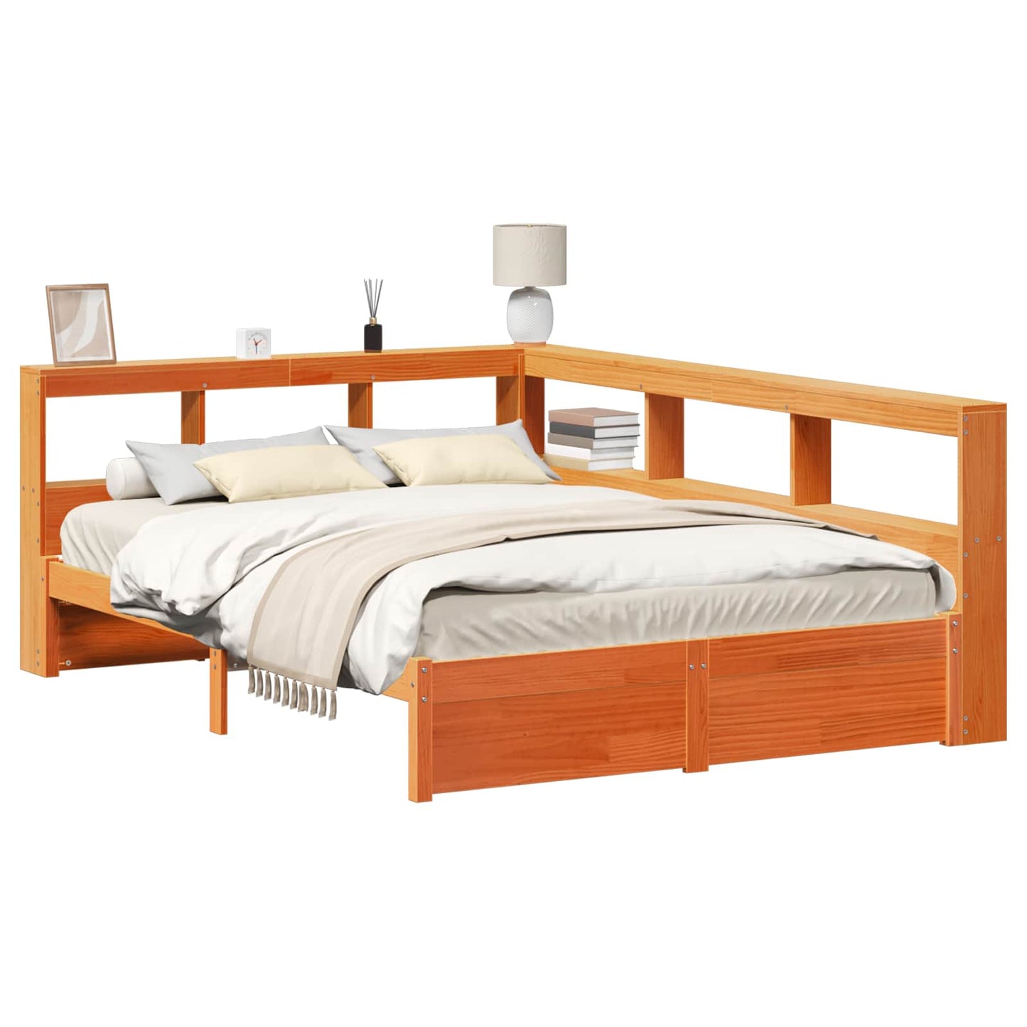 Letto Libreria con testiera 2 pcs Marrone cerato 200 x 160 cm | homemem39