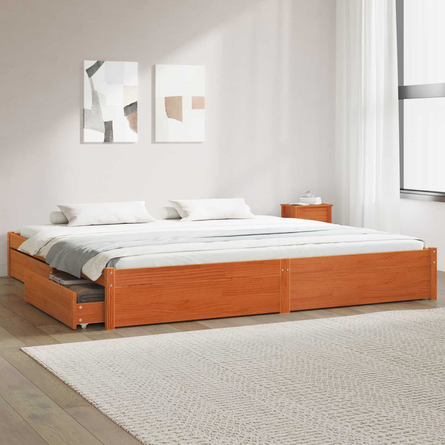 Struttura del letto con cassetto Marrone cerato 200 x 200 cm | homemem39
