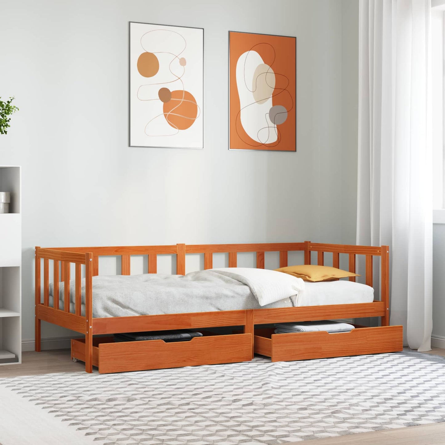 Daybed con cassetto 3 pcs Marrone cerato Legno di Pino Massello | homemem39