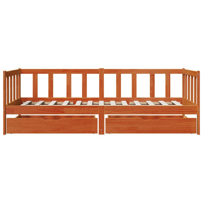 Daybed con cassetto 3 pcs Marrone cerato Legno di Pino Massello | homemem39