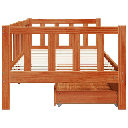 Daybed con cassetto 3 pcs Marrone cerato Legno di Pino Massello | homemem39