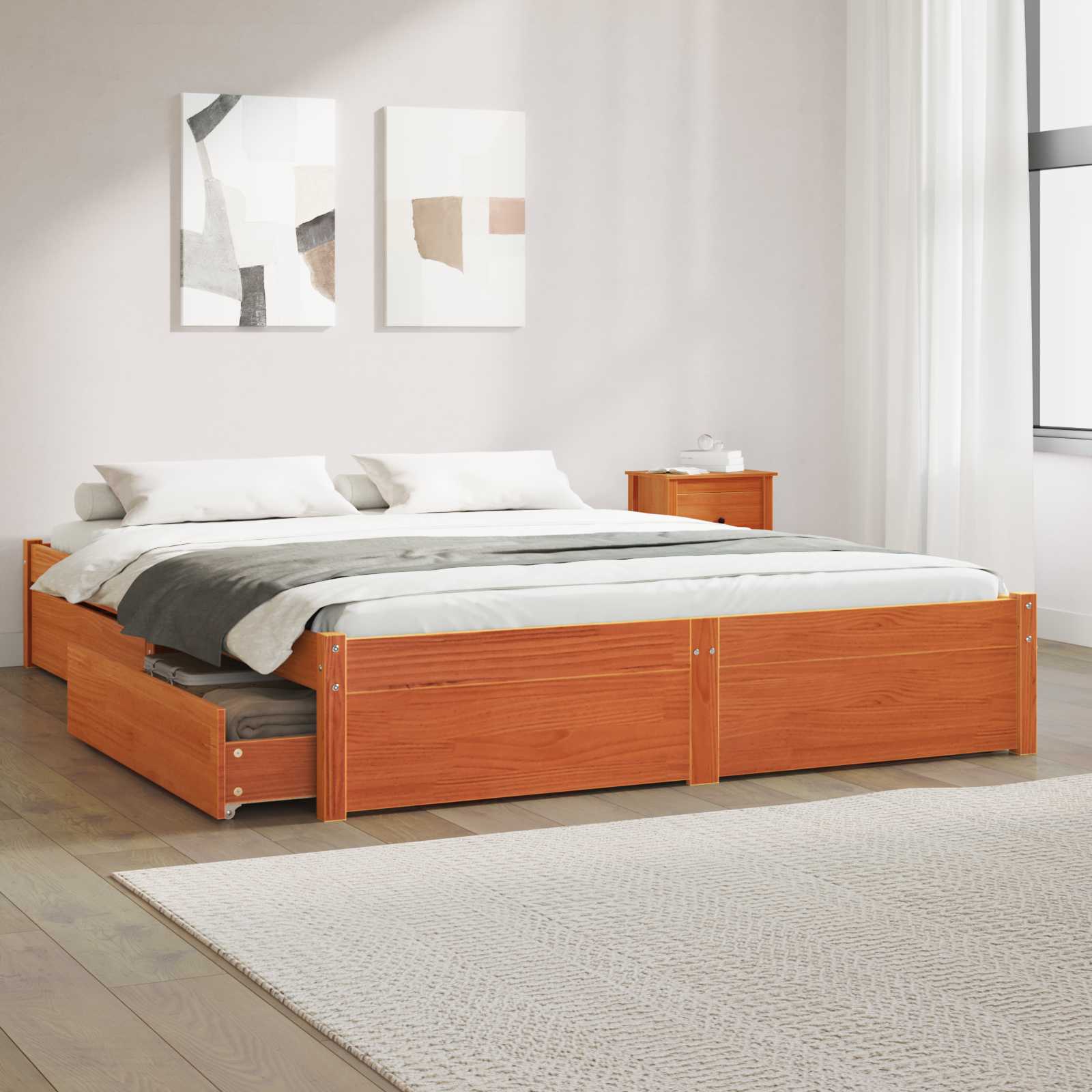 Struttura del letto con cassetto Marrone cerato 150 x 200 cm | homemem39
