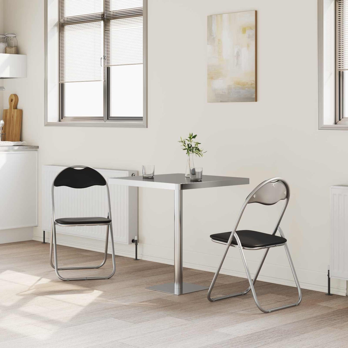 Sedia pieghevole 2 pcs Nero e Grigio 48 x 43,5 x 81 cm