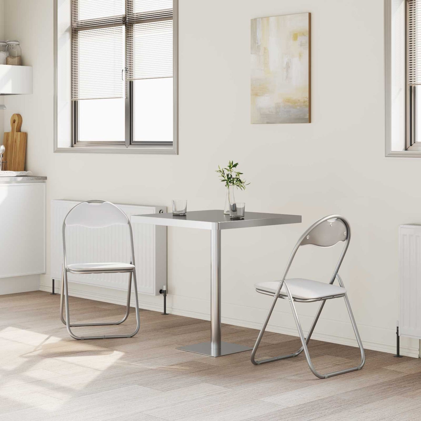 Sedia pieghevole 2 pcs Bianco e Grigio 48 x 43,5 x 81 cm