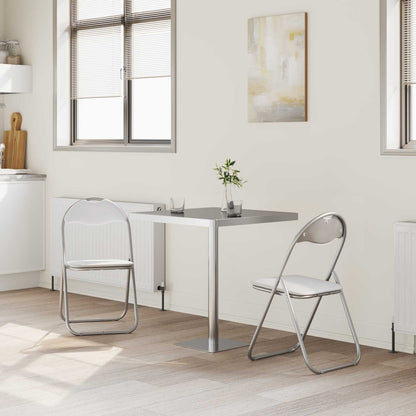 Sedia pieghevole 2 pcs Bianco e Grigio 48 x 43,5 x 81 cm