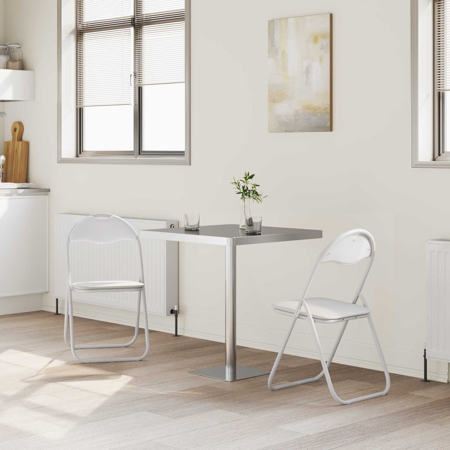 Sedia pieghevole 2 pcs Bianco e Grigio 48 x 43,5 x 81 cm