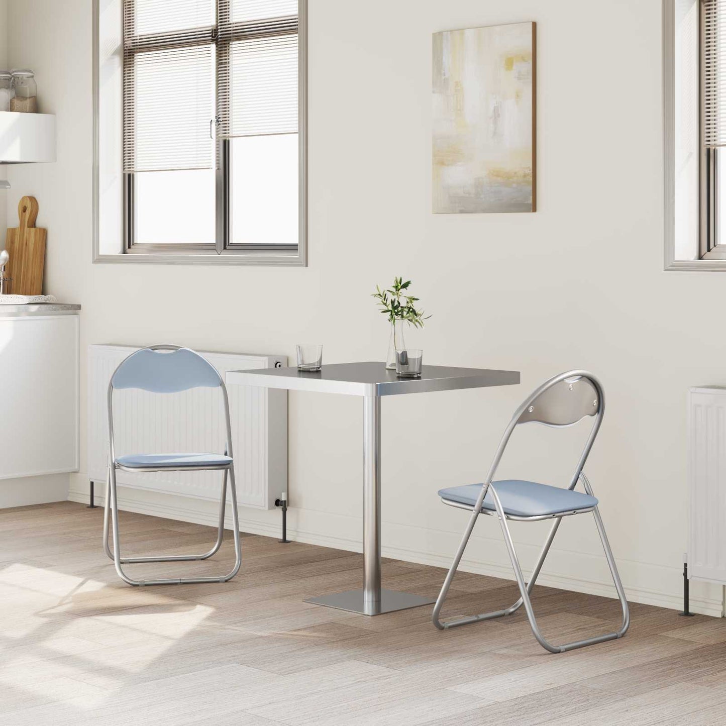 Sedia pieghevole 2 pcs Grigio 48 x 43,5 x 81 cm Pelle Sintetica