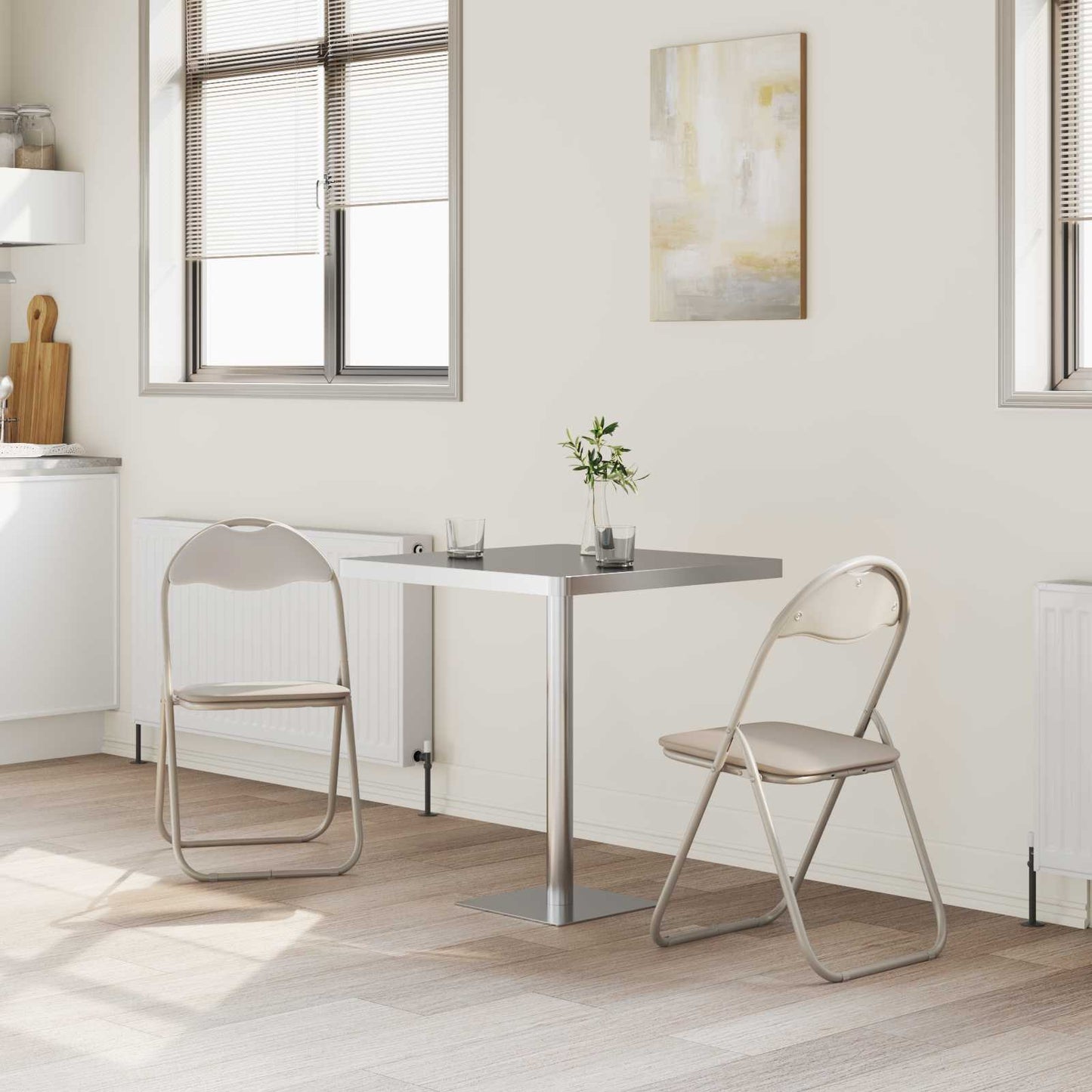 Sedia pieghevole 2 pcs Sabbia 48 x 43,5 x 81 cm Pelle Sintetica