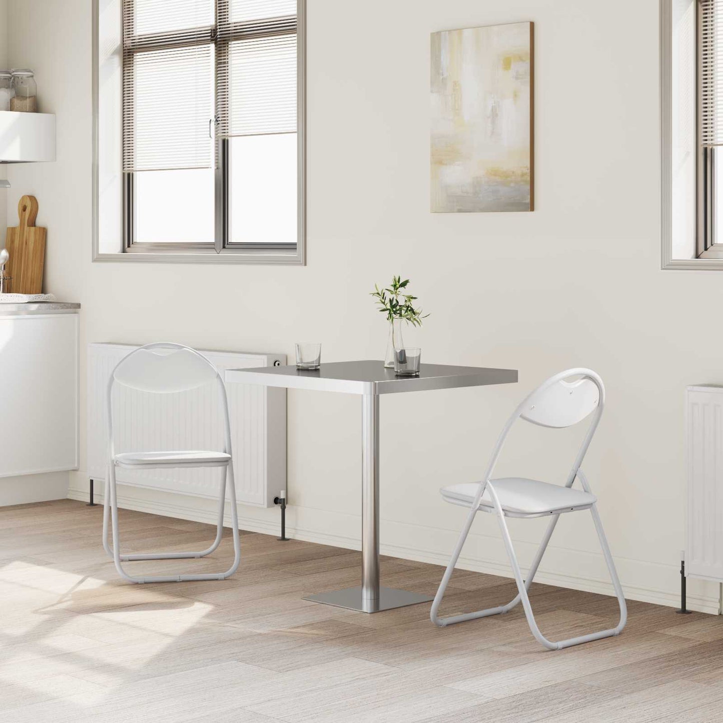 Sedia pieghevole 2 pz Pelle Sintetica Bianco 48 x 43,5 x 81 cm