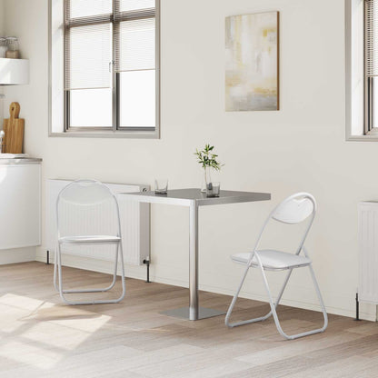 Sedia pieghevole 2 pz Pelle Sintetica Bianco 48 x 43,5 x 81 cm