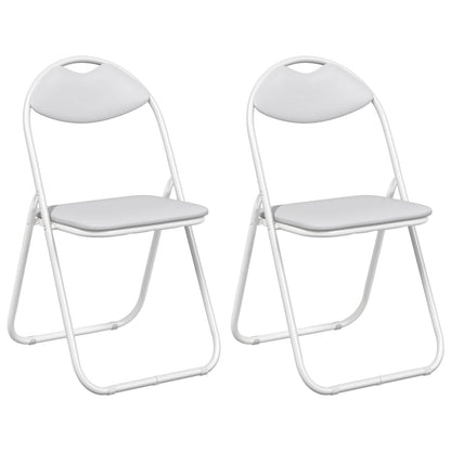 Sedia pieghevole 2 pz Pelle Sintetica Bianco 48 x 43,5 x 81 cm