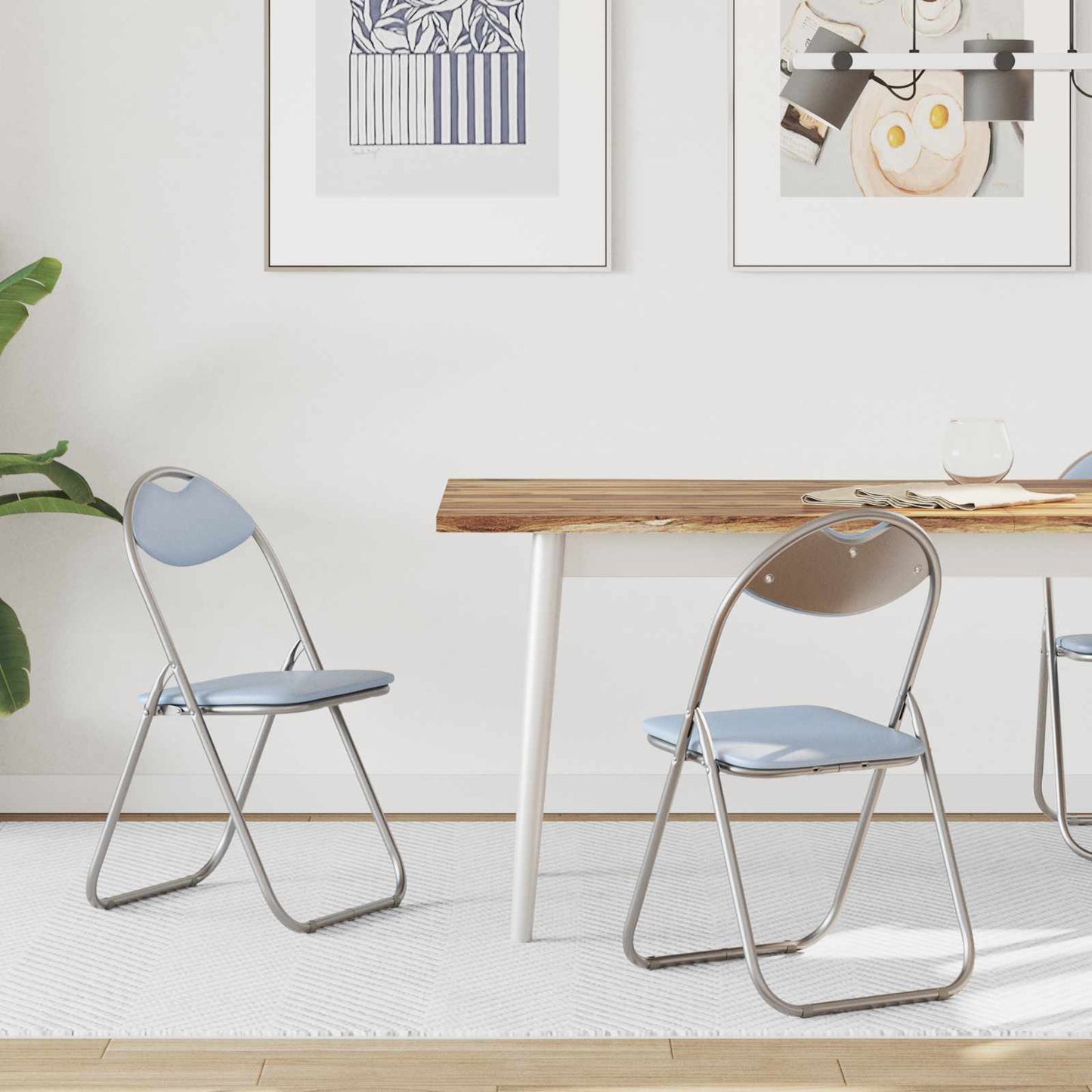 Sedia pieghevole 2 pz Pelle Sintetica Grigio 48 x 43,5 x 81 cm