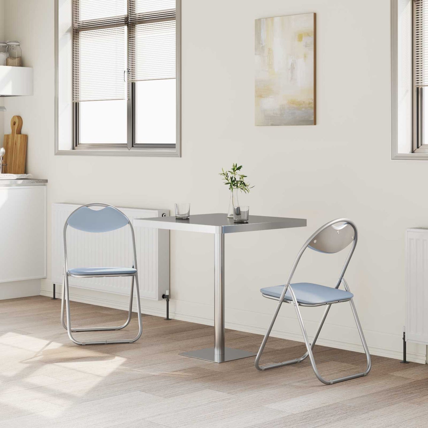 Sedia pieghevole 2 pz Pelle Sintetica Grigio 48 x 43,5 x 81 cm