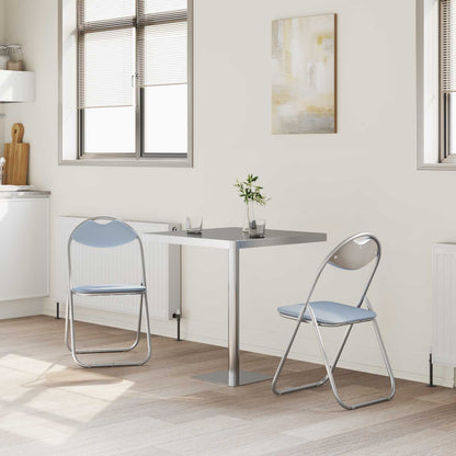 Sedia pieghevole 2 pz Pelle Sintetica Grigio 48 x 43,5 x 81 cm