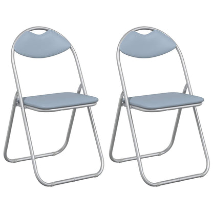 Sedia pieghevole 2 pz Pelle Sintetica Grigio 48 x 43,5 x 81 cm