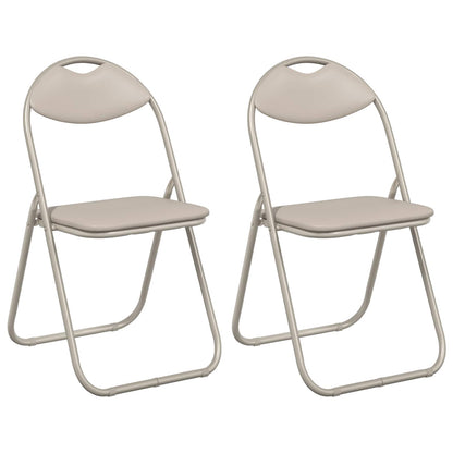 Sedia pieghevole 2 pz Pelle Sintetica Sabbia 48 x 43,5 x 81 cm