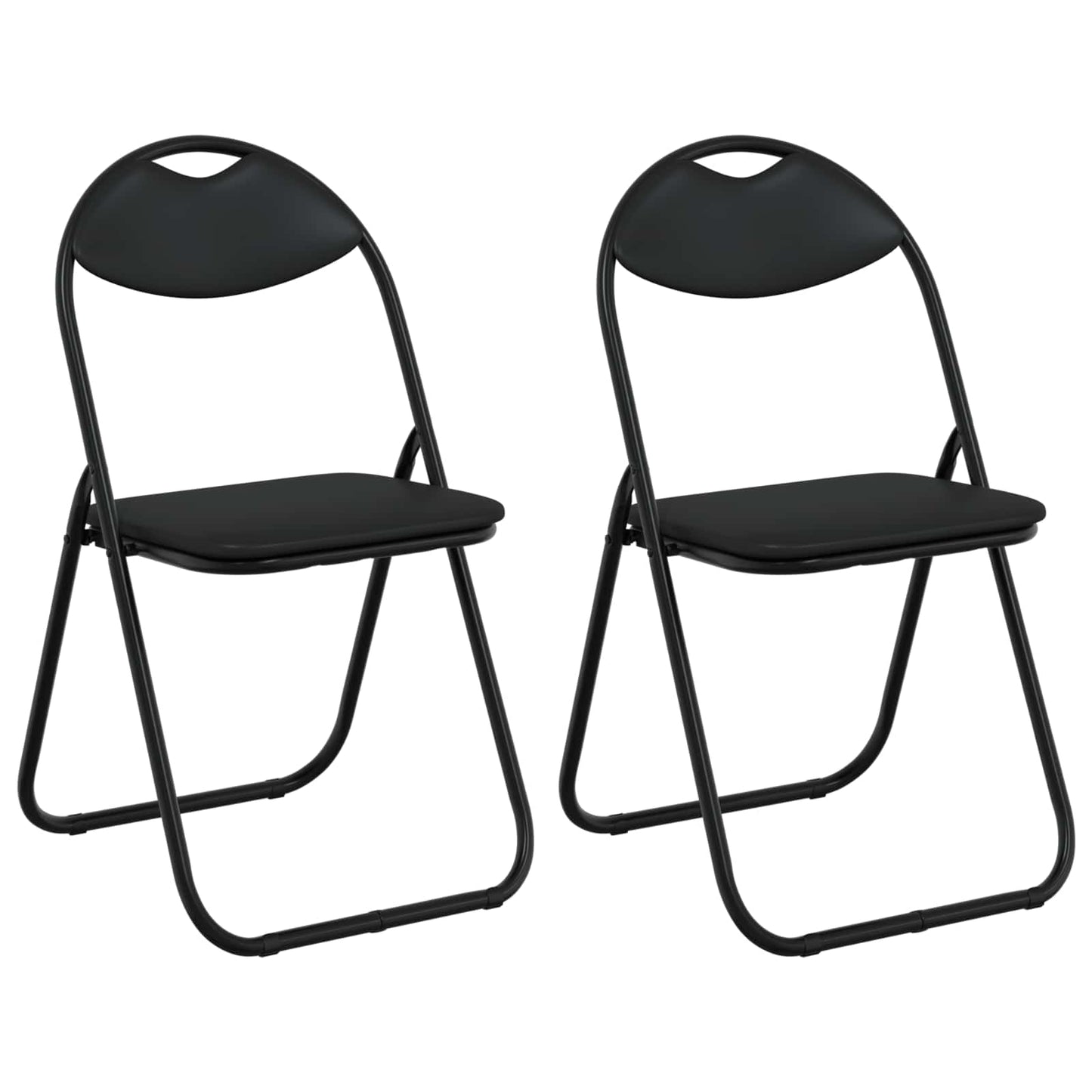 Sedia pieghevole 2 pz Pelle Sintetica Nero 48 x 43,5 x 81 cm