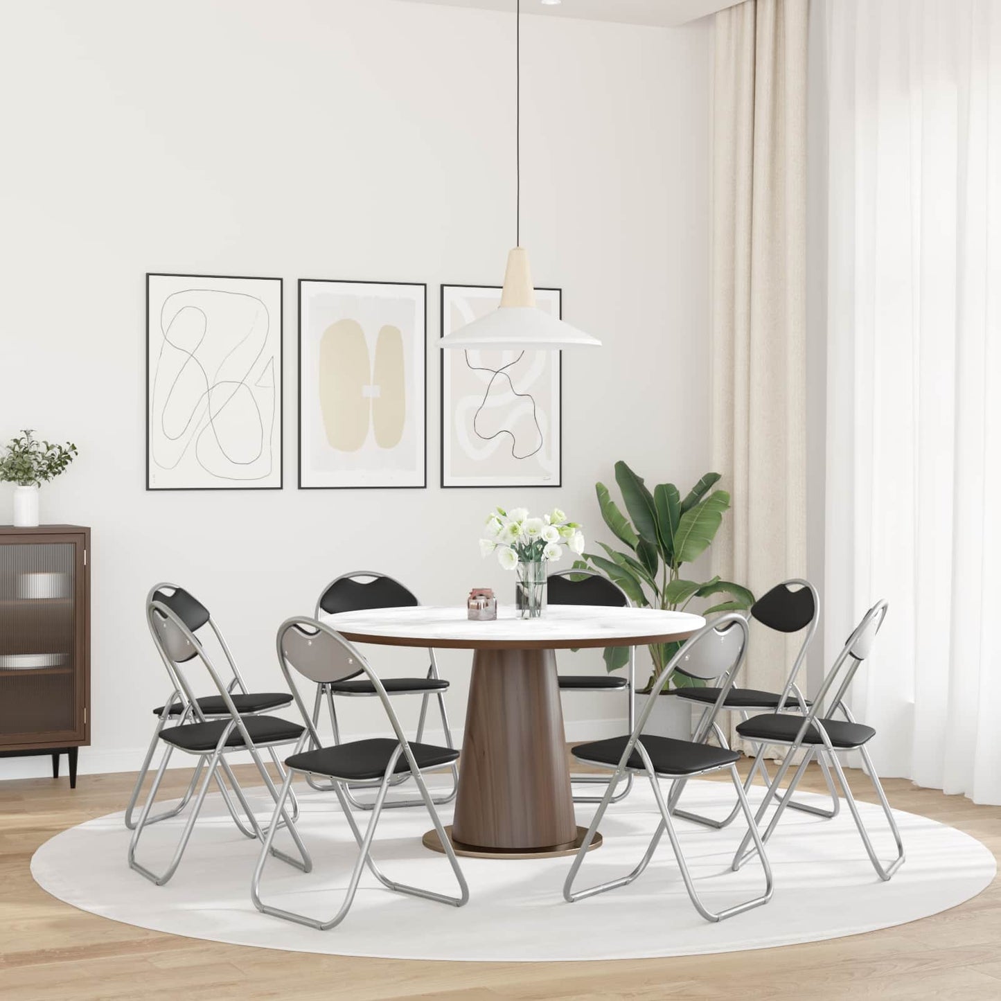 Sedia pieghevole 8 pz Pelle Sintetica Nero e Grigio