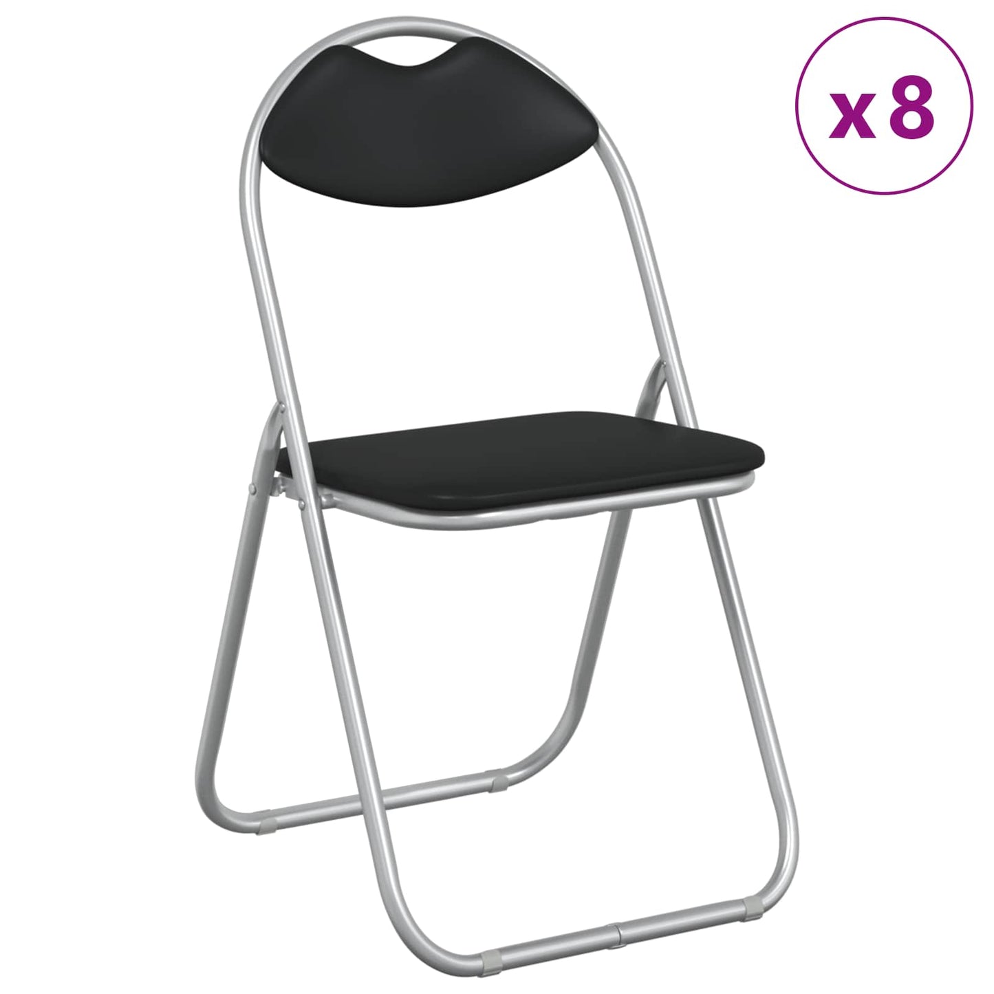 Sedia pieghevole 8 pz Pelle Sintetica Nero e Grigio