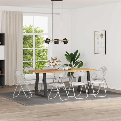 Sedia pieghevole 8 pz Pelle Sintetica Bianco e Grigio
